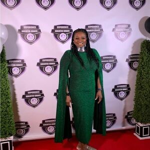 Elegant Green Cape Dress